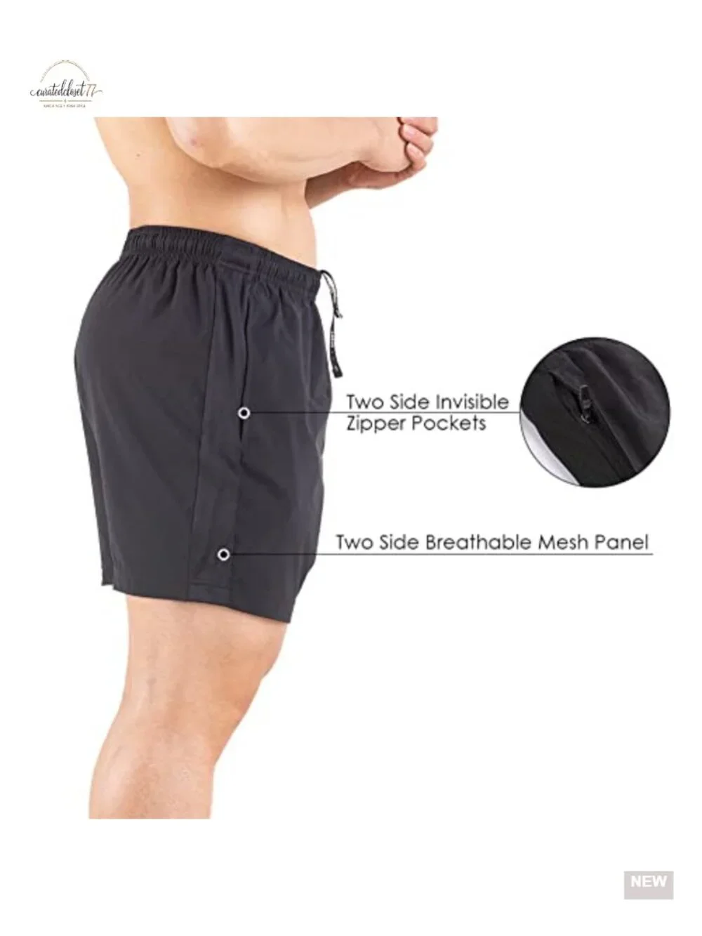 Men's Quick Dry Running Shorts 2 Pack with Zipper Pockets Athletic Workout